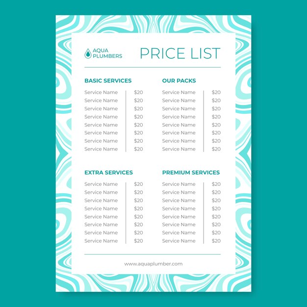 Waves pastel aqua plumber price list