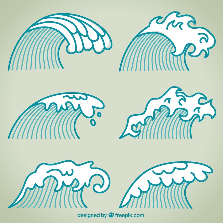Free Vector waves set in modern style
