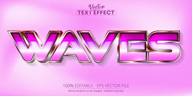 Waves text, 80s grain gradient color style editable text effect