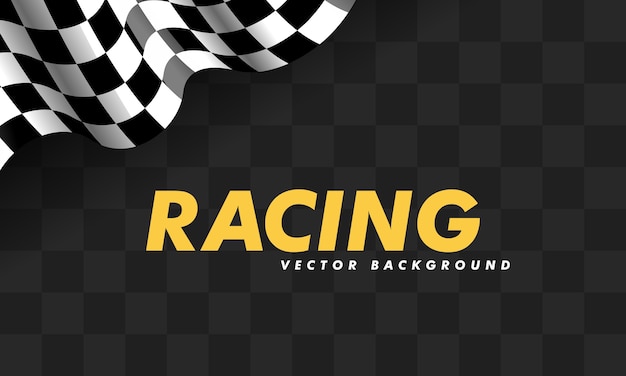 Waving checkered flag along the edges on a black and blue background