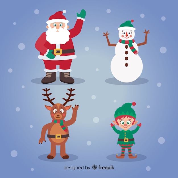 Waving christmas characters collection