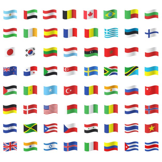 Waving flag icon collection