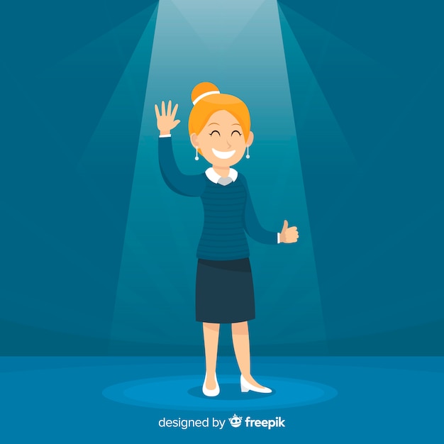 Free vector waving woman looking talent background