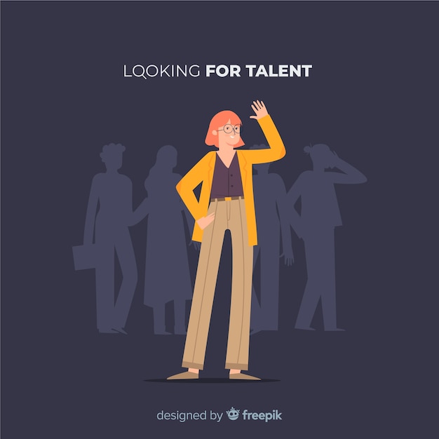 Free vector waving woman looking talent background