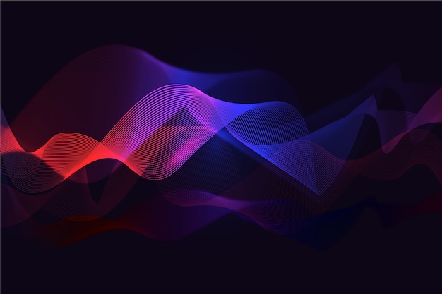 Wavy background gradient red and blue