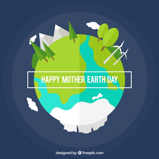 Free vector wavy background with mother earth in flat design