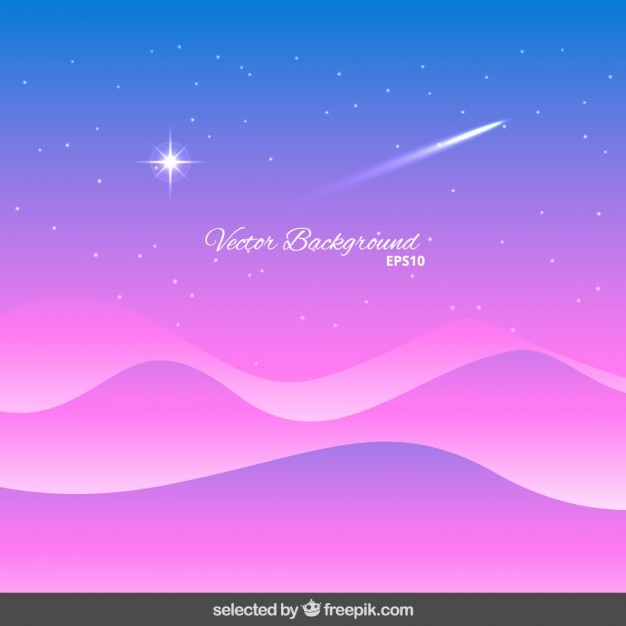 Free vector wavy background with shooting star