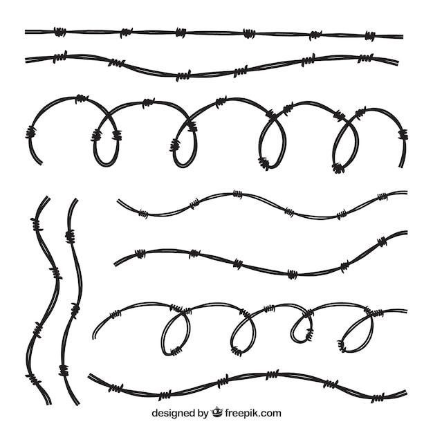 Free vector wavy barbed wire collection