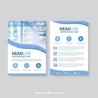 Free vector wavy blue business brochure template