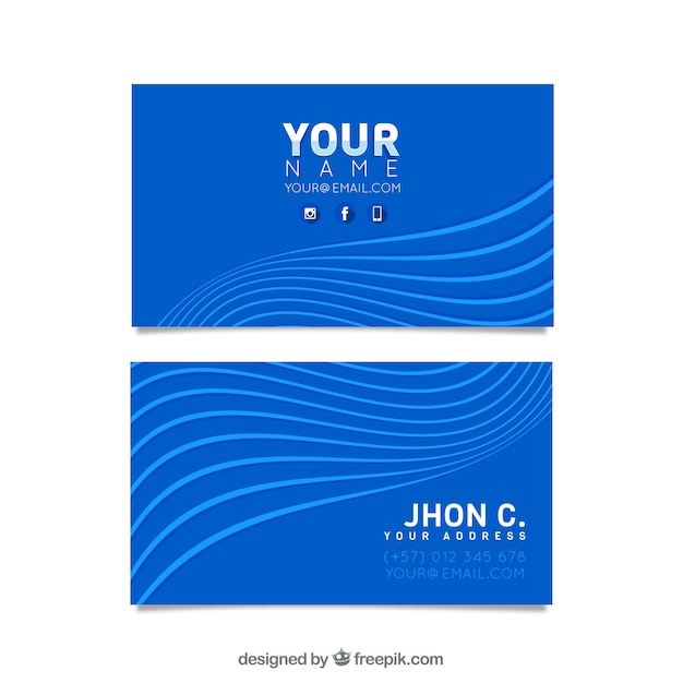 Free vector wavy blue business card design