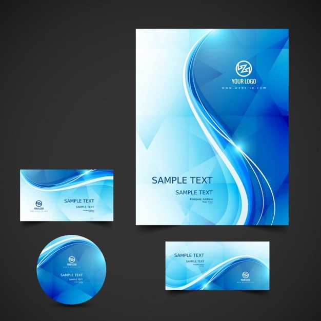 Wavy blue business stationery