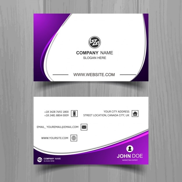 Wavy business card with purple details