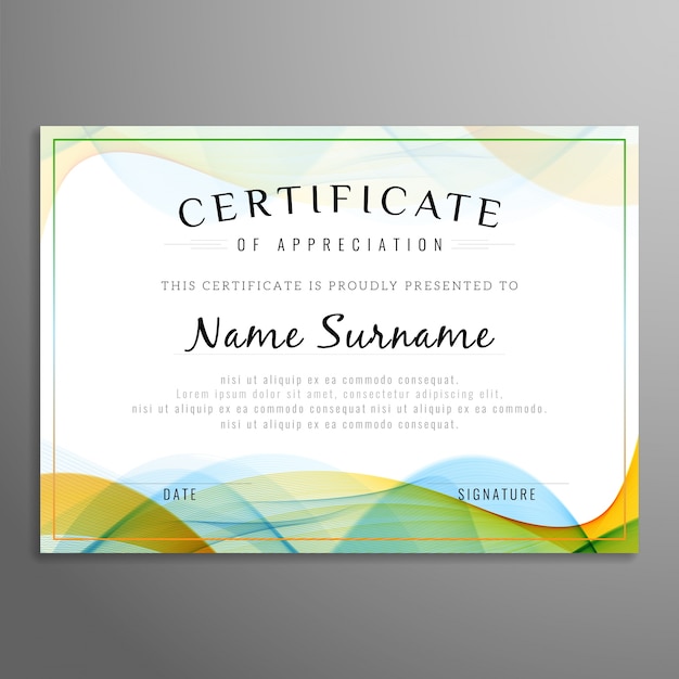 Free vector wavy certificate design