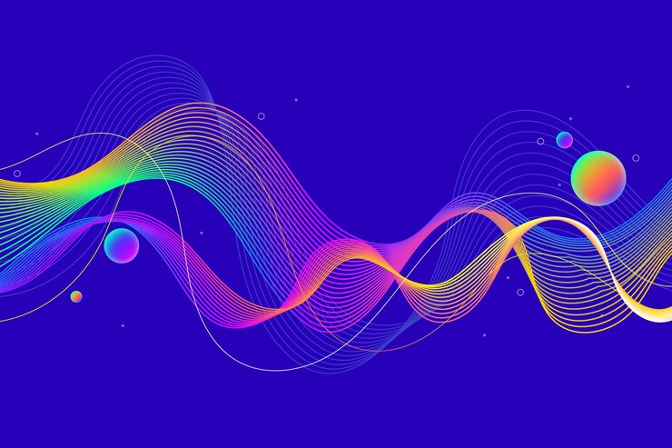 Free Vector wavy coloured background and abstract bubbles