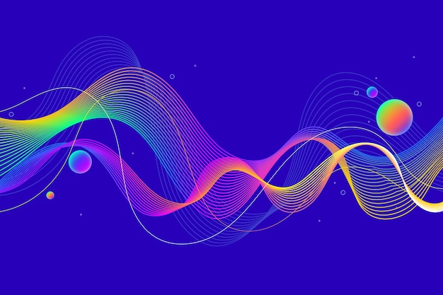 無料ベクター 波状の色の背景と抽象的な泡