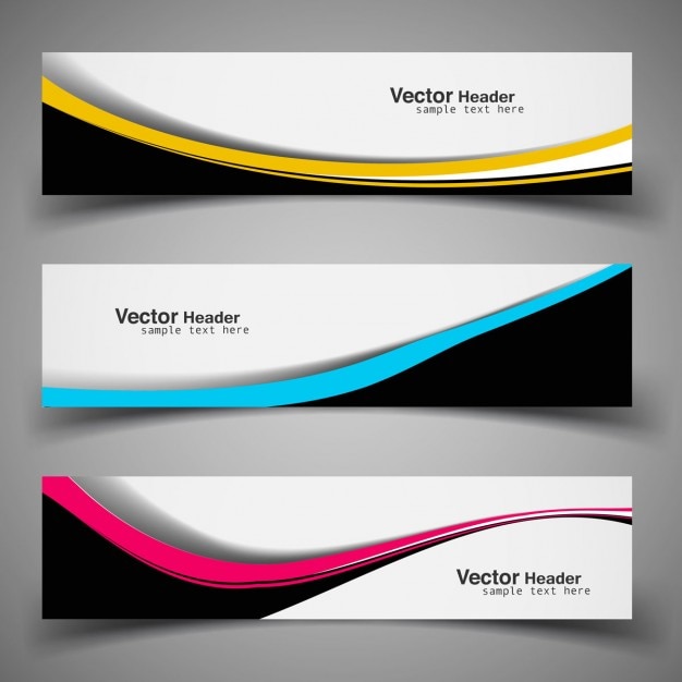 Free vector wavy coloured banners collection