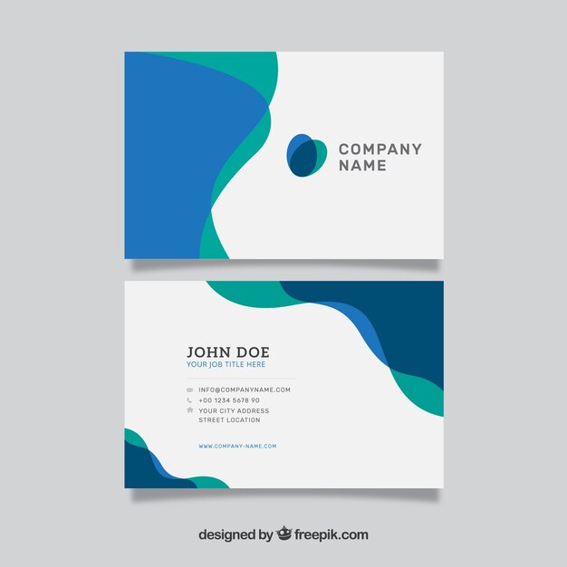 Wavy green and blue business card