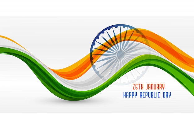 Free vector wavy indian flag design for republic day