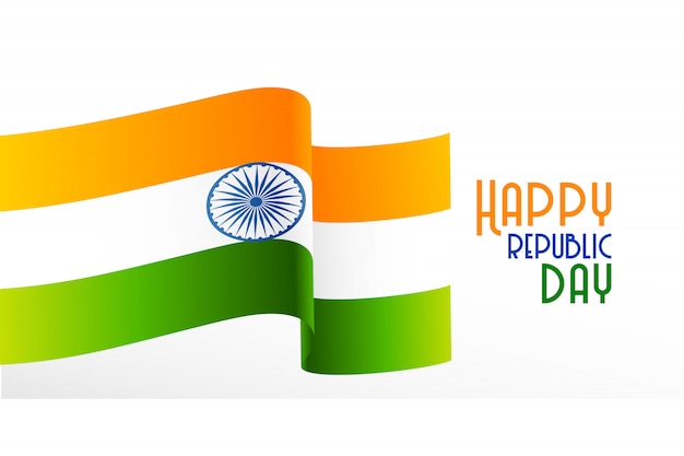 Free vector wavy indian flag republic day background