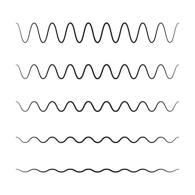 Free vector wavy lines set thick to thin