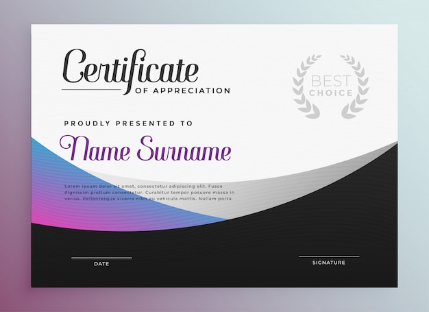 Wavy modern business certificate template design