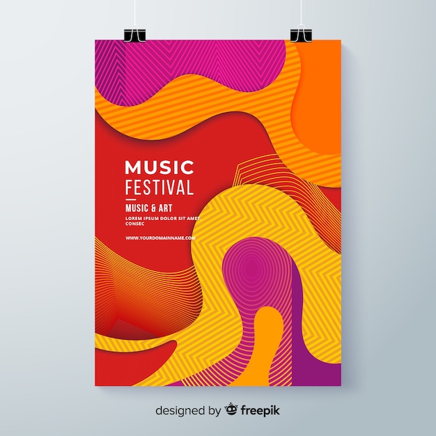 Free vector wavy music festival poster