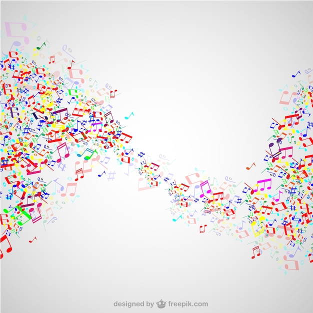 Free vector wavy music notes background