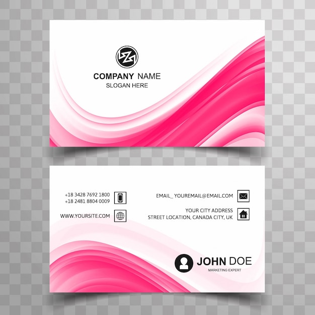 Wavy pink visiting card