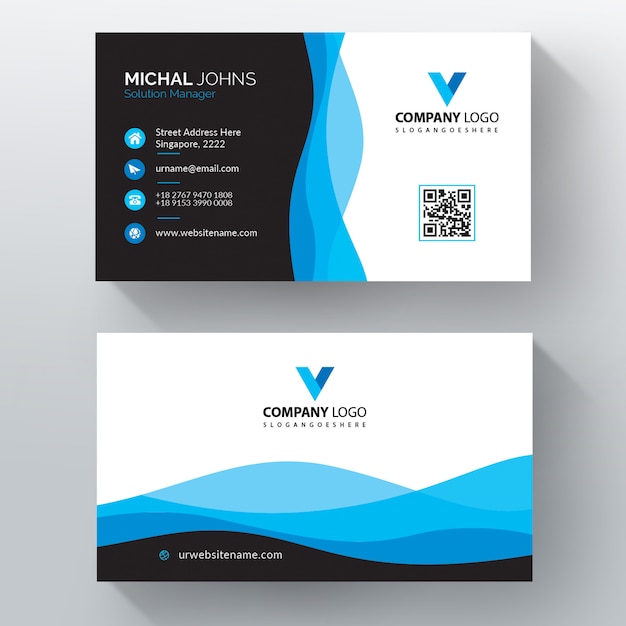 Wavy style business card template vector