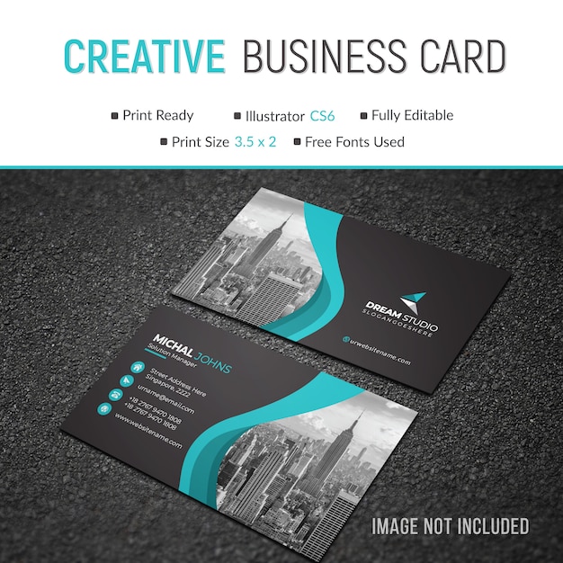 Wavy stylish visit card template