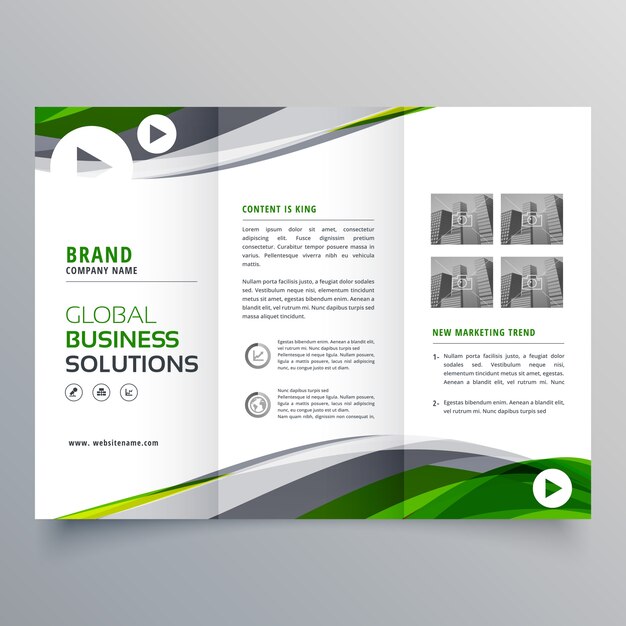 Wavy trifold business brochure template