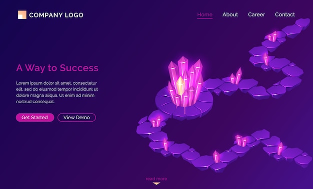 Free vector way to success landing page