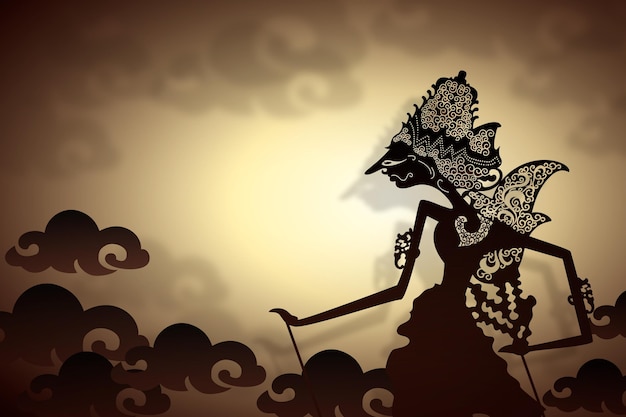 Wayang kulit silhouette astratta di carattere