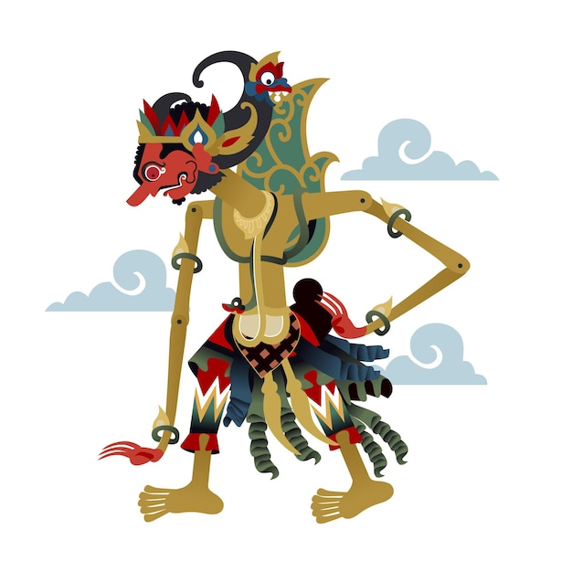 Vettore gratuito wayang kulit personaggio