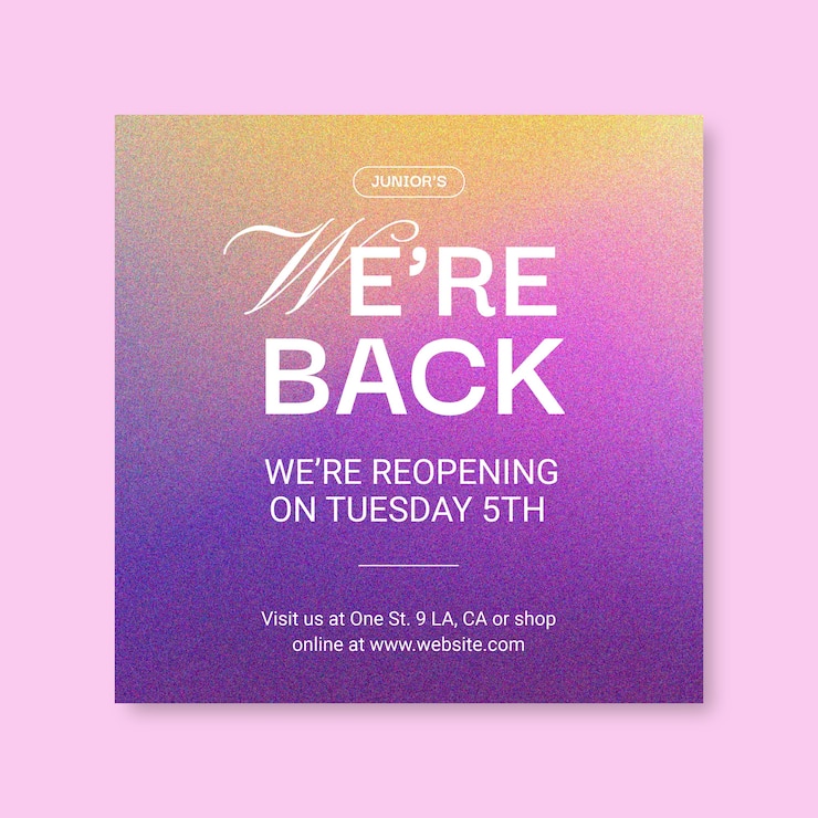 Free Vector we are back instagram post template design