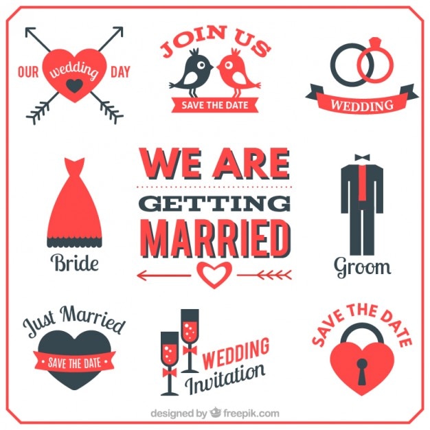 Free vector we are getting married icons