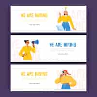 Free vector we are hiring banners recruitment concept flyers