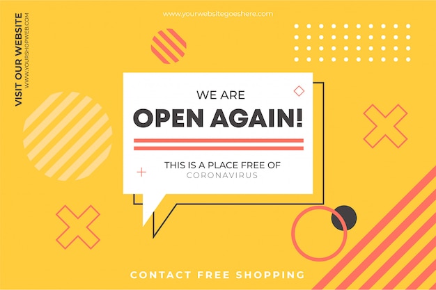 Free vector we are open again background template