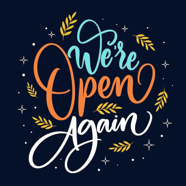 We are open again lettering