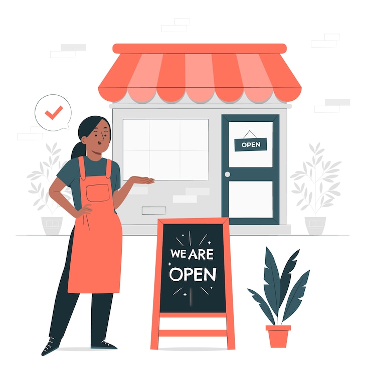 Free Vector we are open concept illustration