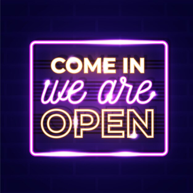 We are open neon sign concept