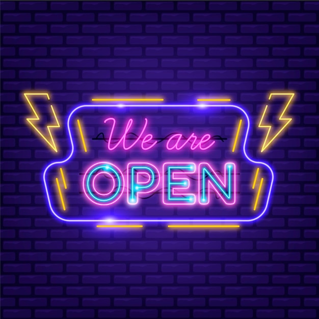 'we are open' neon sign