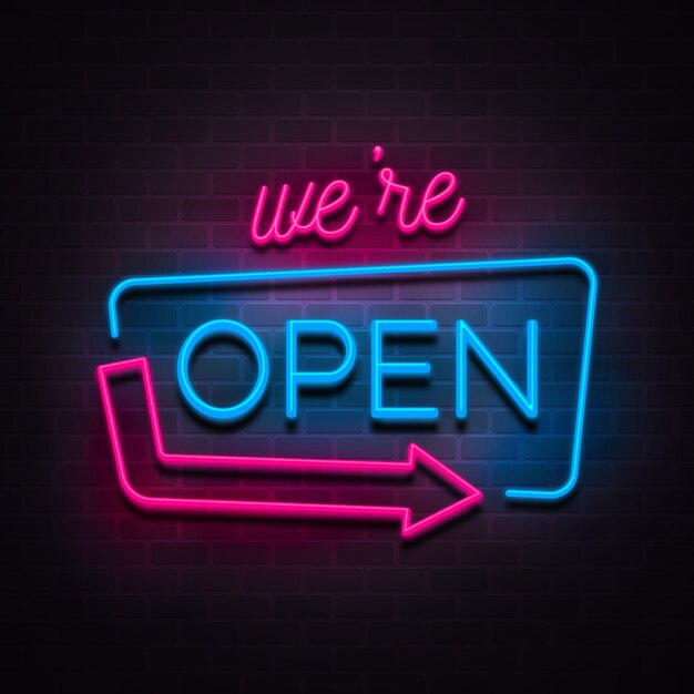 'we are open' neon sign