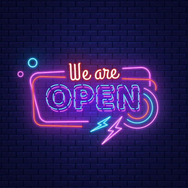 'we are open' neon sign