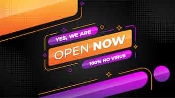 Free vector we are open now banner