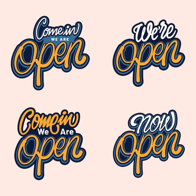 Free vector we are open sign collection