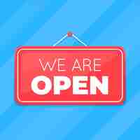 Free vector we are open sign concept