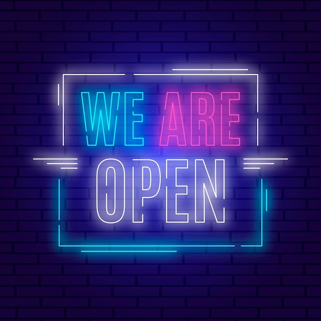 Free vector we are open sign concept