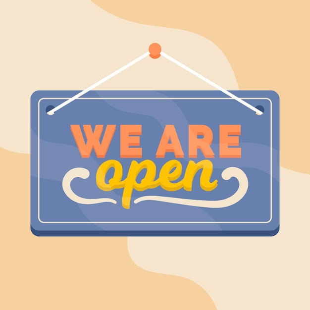 Free vector we are open sign concept