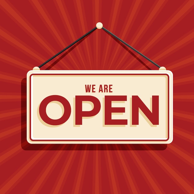 Free vector we are open sign concept